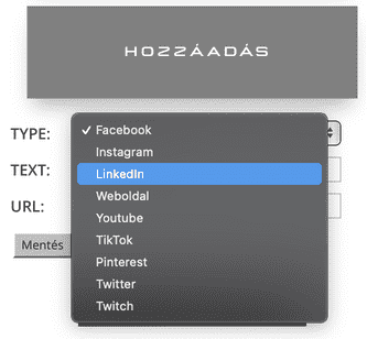 közösségi média social media card